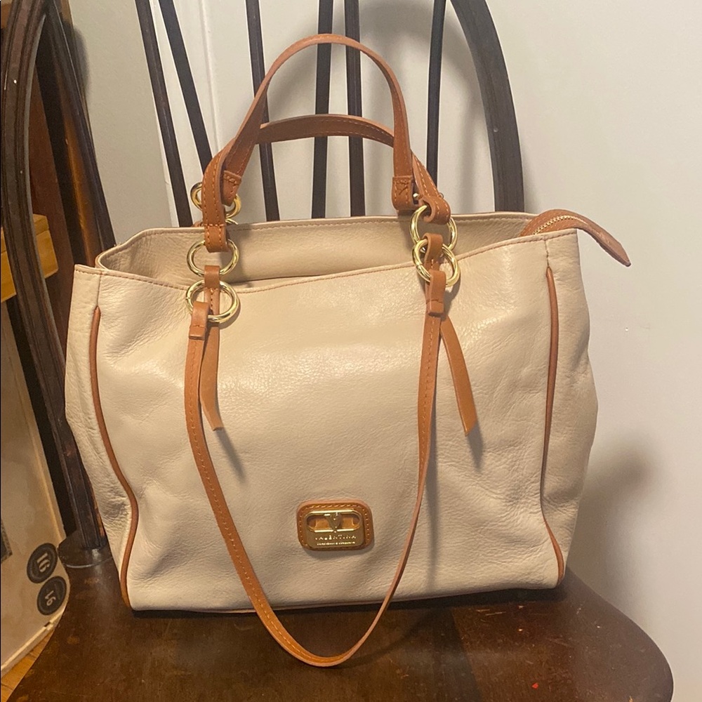 Valentina  Two Tone Leather Tote NWOT